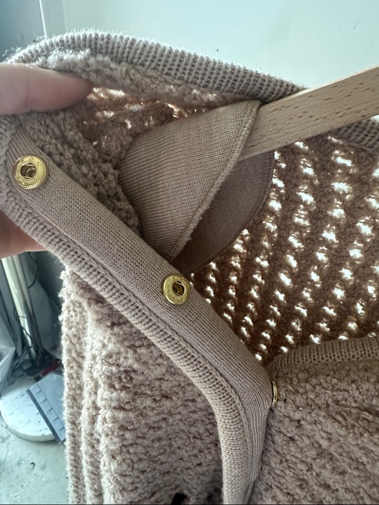 STAUD Textured Beige Cardigan with Removeable Shoulder Pads - Picture 6 of 6